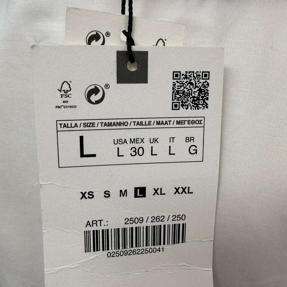 Zara white‎ cotton button down blouse ladies size Large NWT - Picture 3 of 8